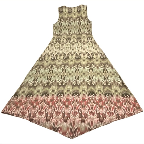 Chico’s Maxi Dress Batik Ikat Print Asymmetrical Hem Size S - Picture 3 of 12